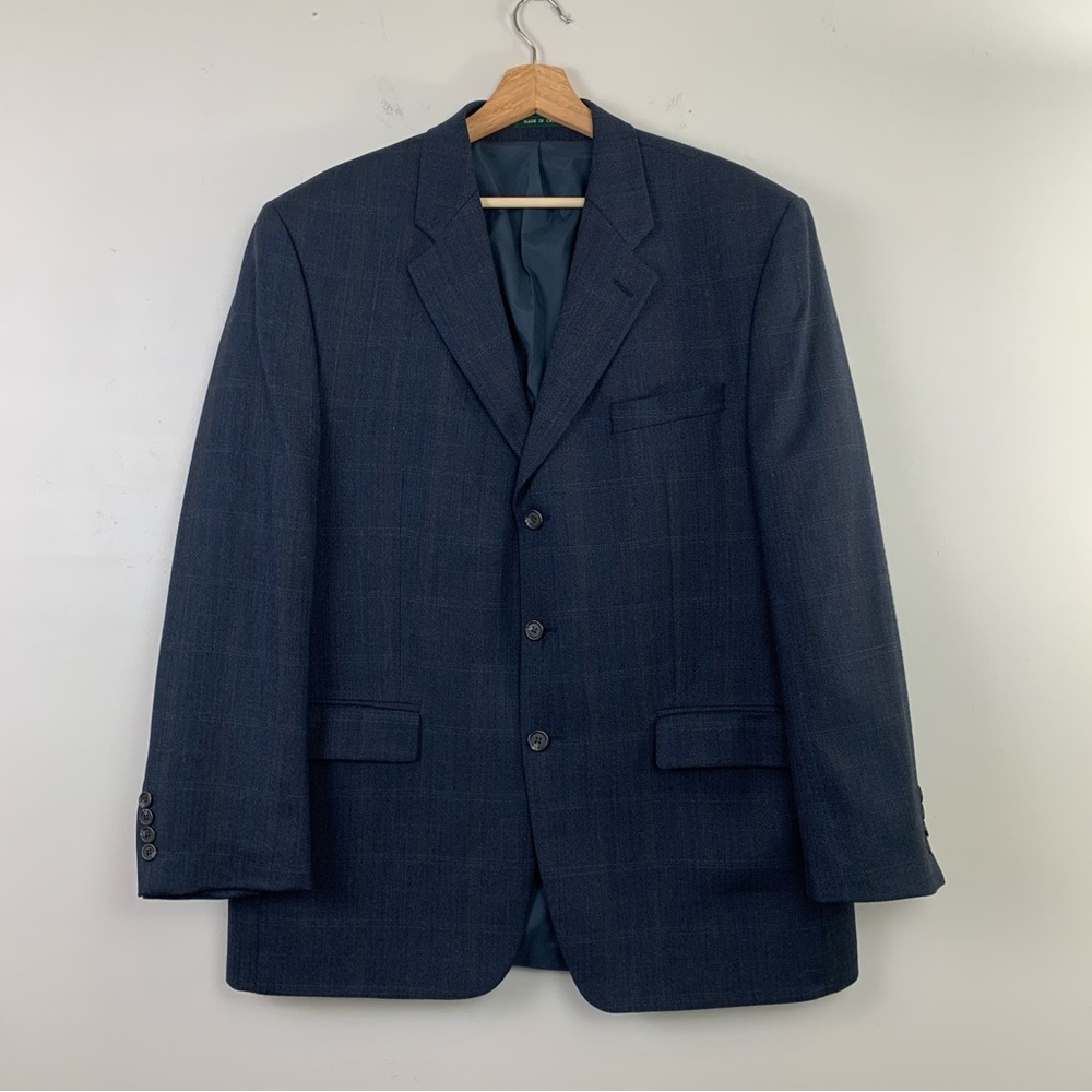 Lauren Ralph Lauren Blue Plaid 100% Pure Wool 3 Button Blazer Sport Blazer 44R
